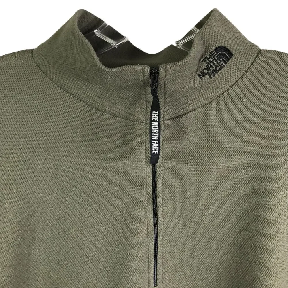 The North Face Sweatshirt Mens Sz L Olive Green Micro Fleece 1/4 Zip Long Sleeve